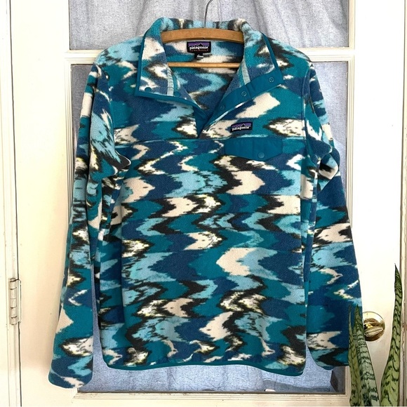 Patagonia Jackets & Blazers - Vintage Med Synchilla Trout Tales Elwha Blue Snap-T Fleece